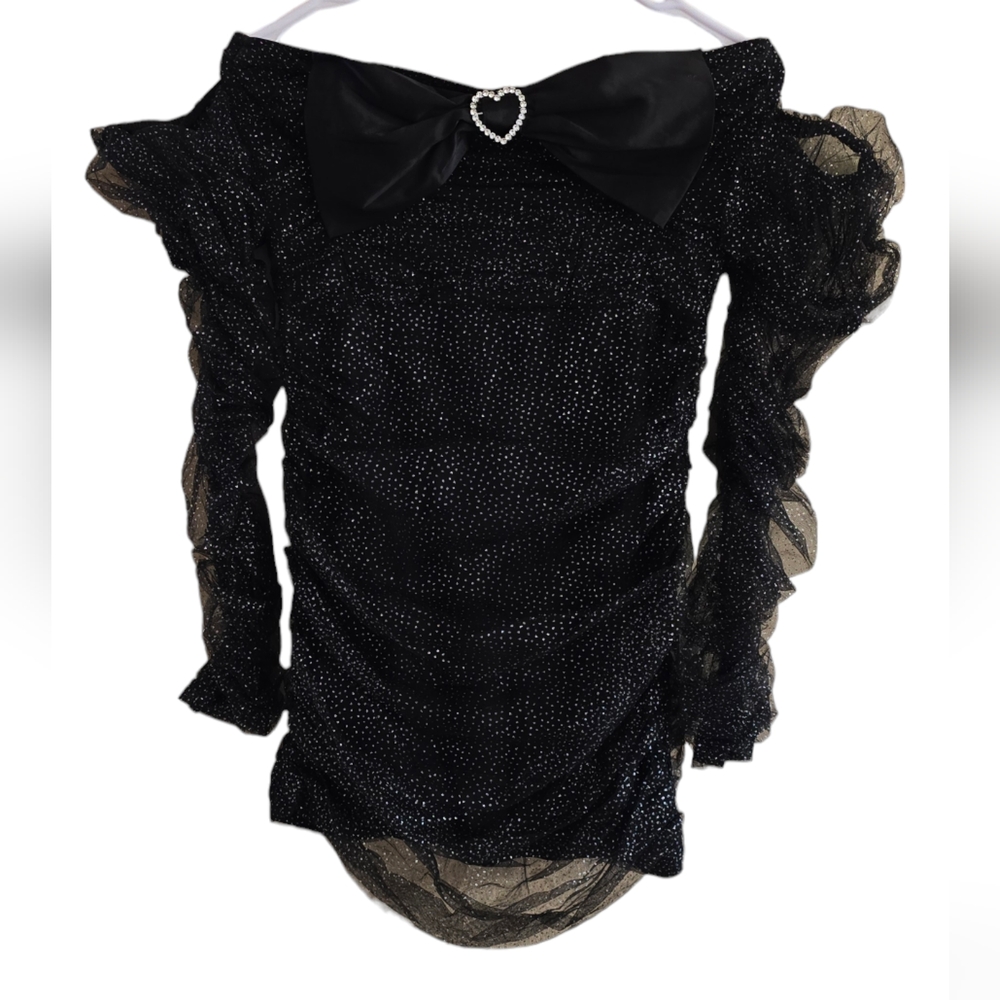 SUGAR THRILLZ Black Glitter Mini Dress/Blouse